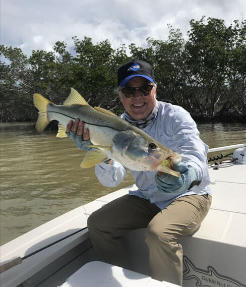 A beautiful snook caught by an angler onboard a lower keys fishing charter with Captain Justin Bachert. 