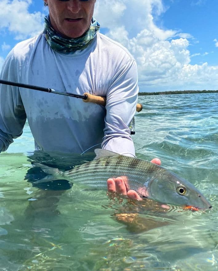 An image of bonefishing on a 3/4 day fishing charter with Hot Water Fishing