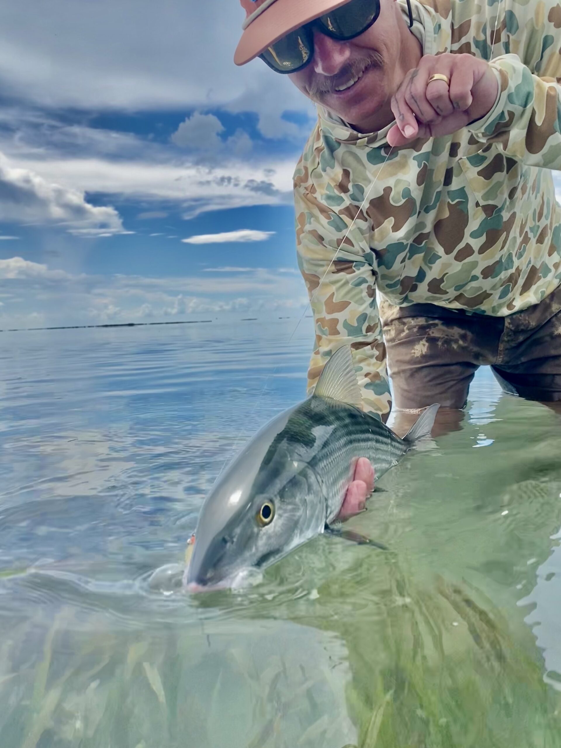 An image of bonefishing on a 3/4 day fishing charter with Hot Water Fishing